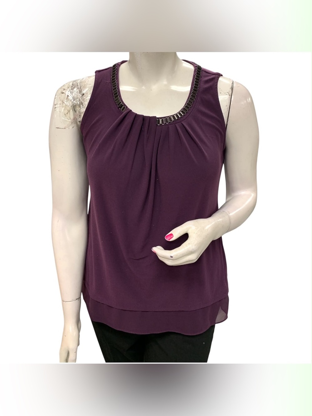 Alfani Purple Beaded-Neck Sleeveless Camisole Size L